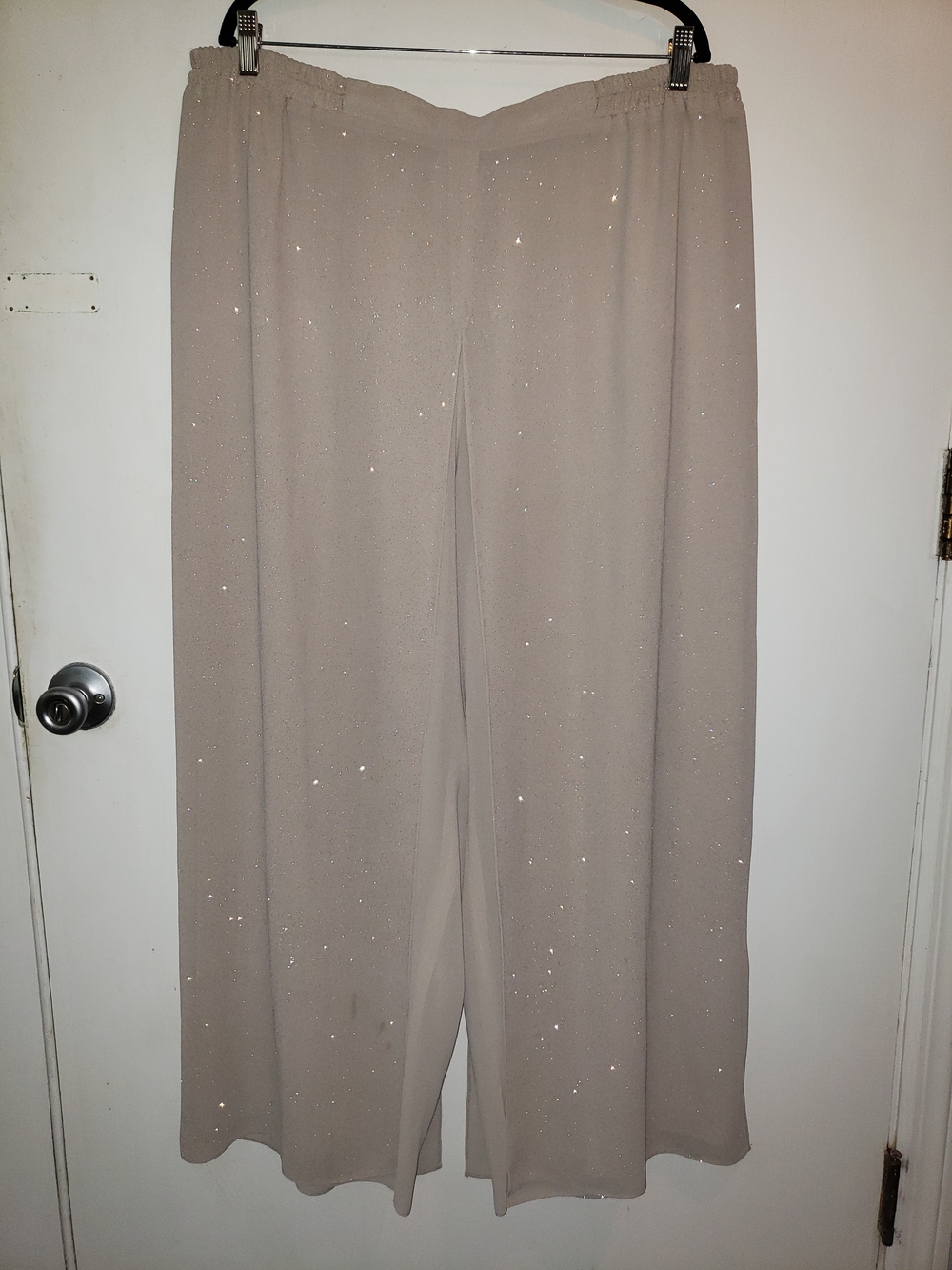 R&M Richards Taupe Sparkle Open-Front Jacket Pant Suit 22W - Picture 4 of 14